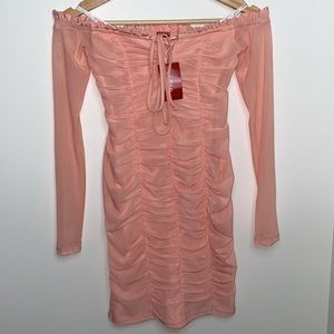 Guess Mesh Off-The-Shoulder Dress